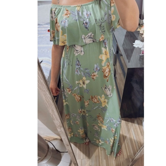 Hello MIZ Maternity Green Maxi Dress with Elegant Design Size L - Picture 4 of 4